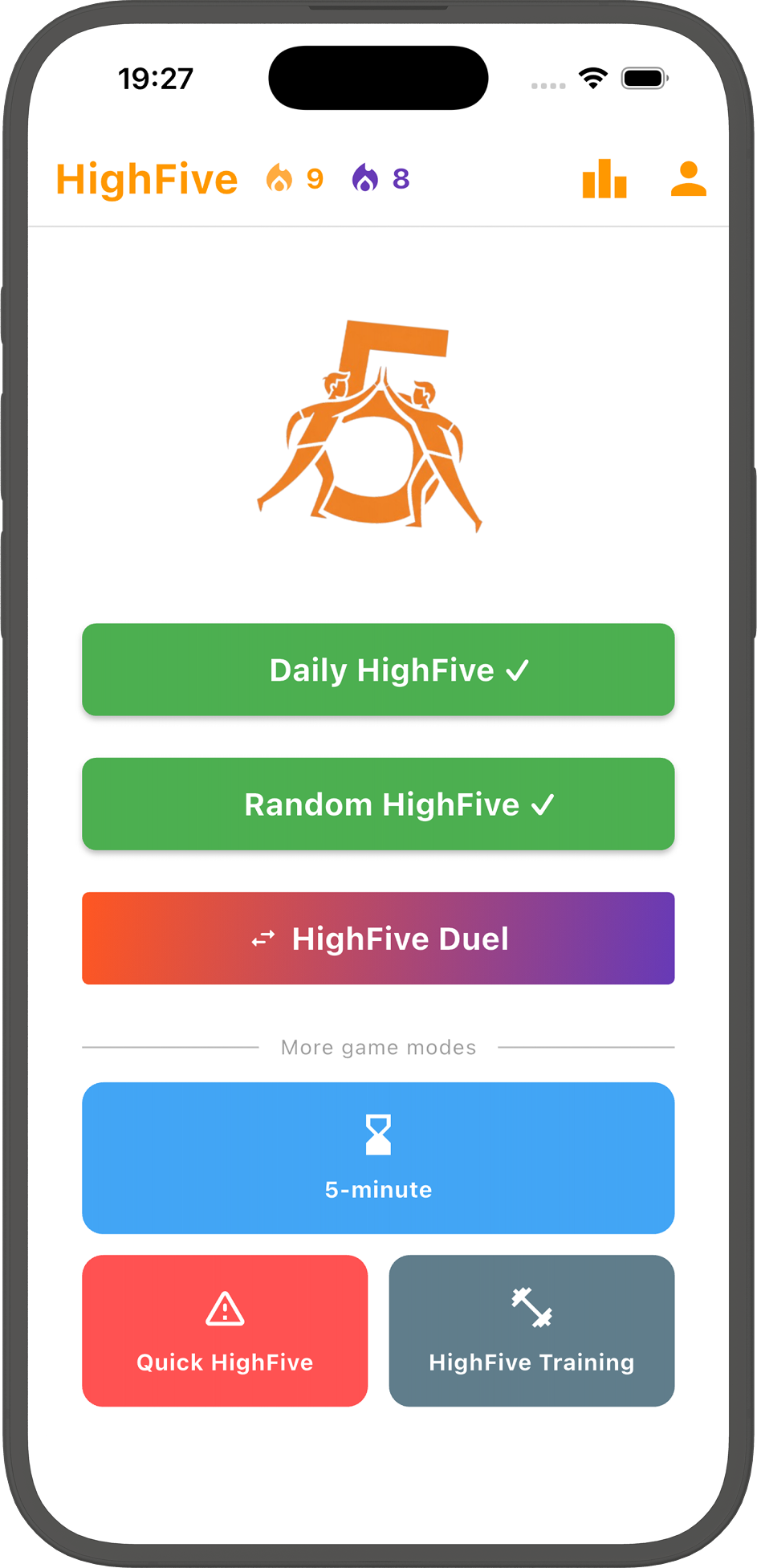HighFive Word Game app on a phone